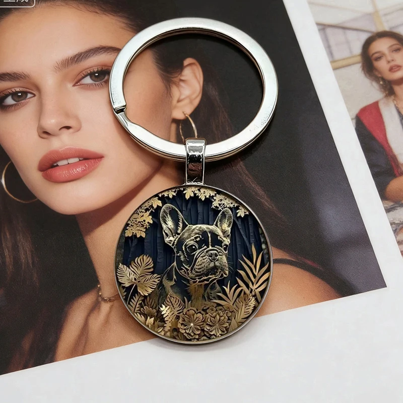 Vintage Classic Bulldog Zinc Alloy Keychain Neutral Universal Pendant