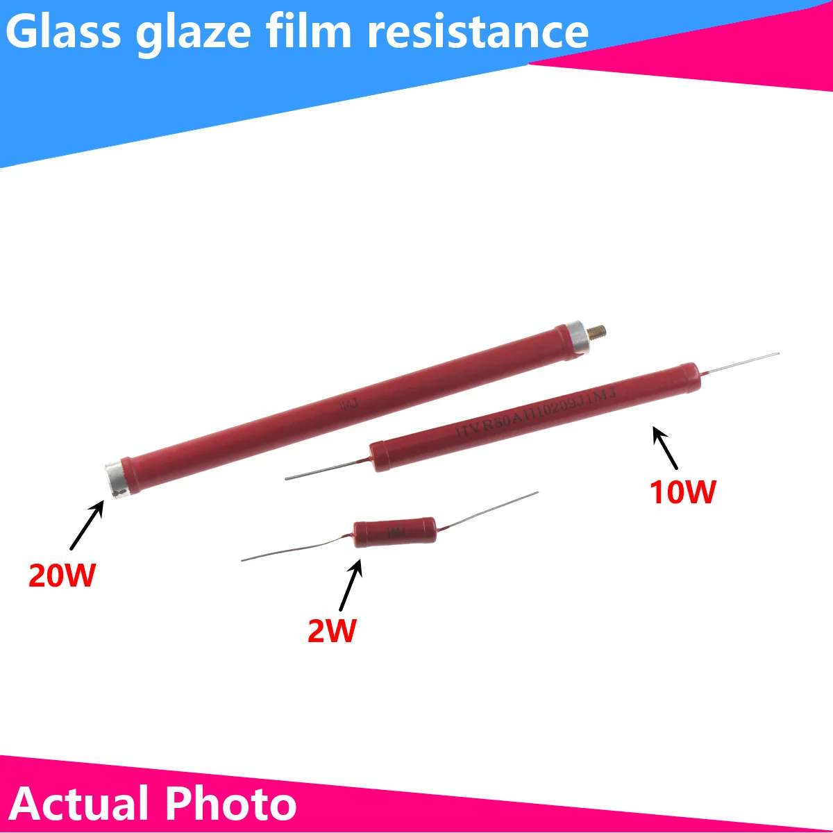 RI80 적색 저항 유리 유약 필름, 비유도 고전압 저항, 2W, 10W, 20W, 20K50K200M30M1K300K500M