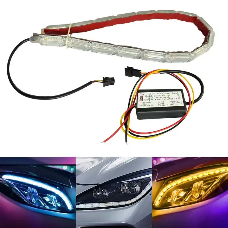 

2pcs DRL LED Daytime Running Light Strip Flexible Waterproof Headlight Turn Signal Lamp Car Decorative Driving Lights 12v