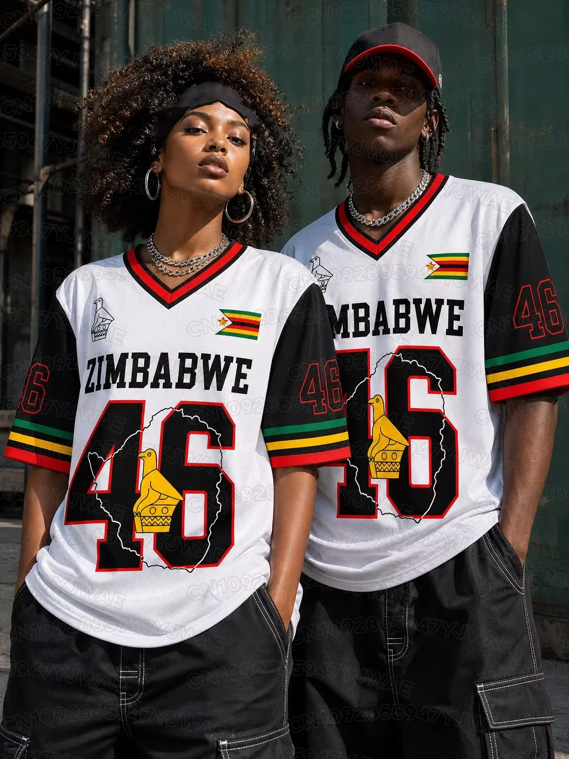 Summer Women's Men's Zimbabwe Print V-neck Short Sleeve T-Shirt Graphic Tee Soccer Jersey Plus Size Sport T-Shirt Tops