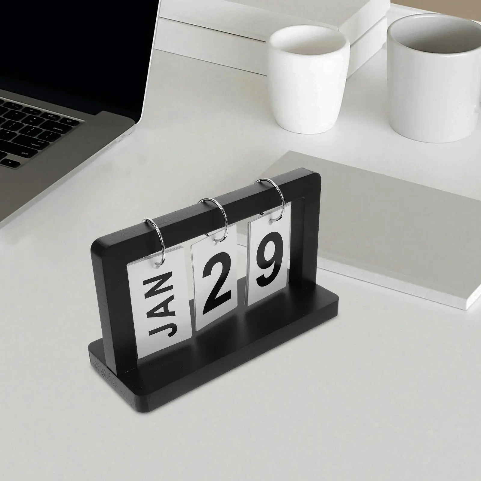 

Wooden Desk Calendar Perpetual Flip Calendar Retro Style Desktop Ornament Decorative Office Home Bar Accessories