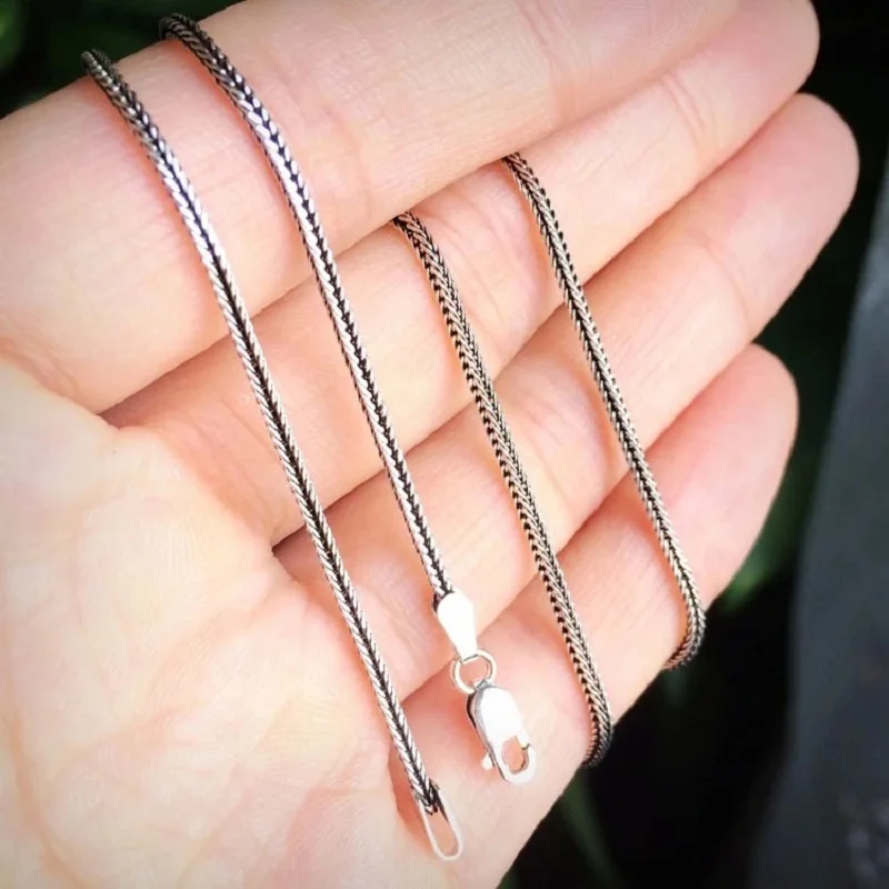 Unibabe Real Silver Chopin Chain Necklace For Woman Man Thai S925 Sterling Silver Fox Tail Necklace Personalized Jewelry