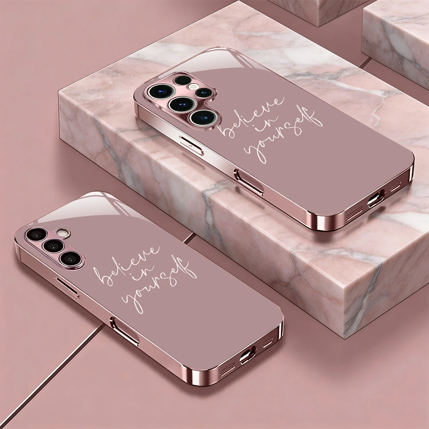 Believe in yourself pattern Tempered Glass Fashion phone case for Samsung Galaxy S26/S25/S24/S23/S22 FE Ultra Plus Dropresistant
