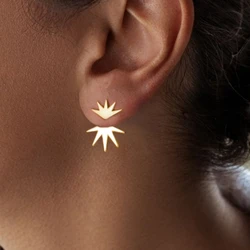 1-Pair Fashion Metal Irregular Fan Maple Leaf Earrings Ear Jacket for Women 2024 New Daily Party Earrings Double Wear Method