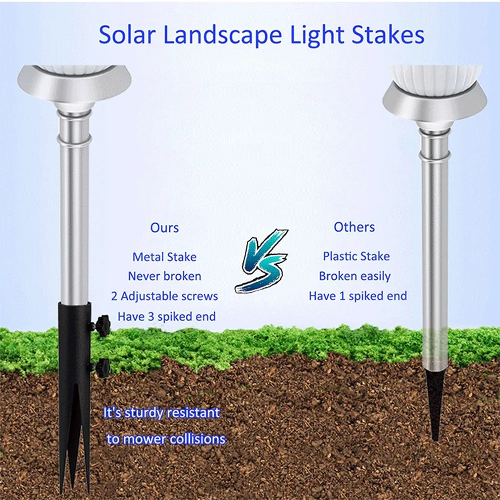 Steel Ground Spikes Set of 4 for Torch Stands Solar For Lights Flag Poles Fishing Rods Outdoor Garden Stakes Metal Posts