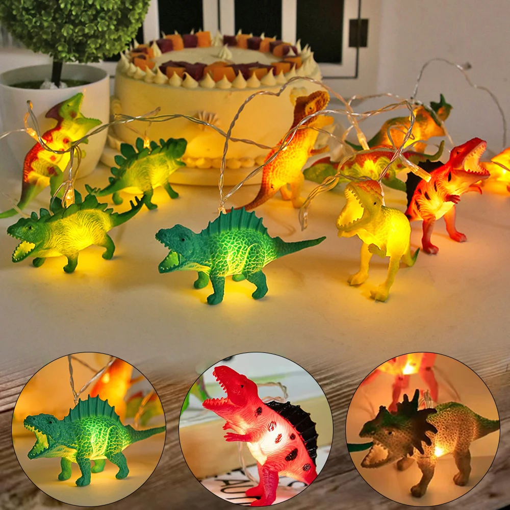 1.5/3M LED Dinosaur String Lights Battery Operated Children Kids Bedroom Fairy Lights Christmas Birthday Party Cartoon Decor