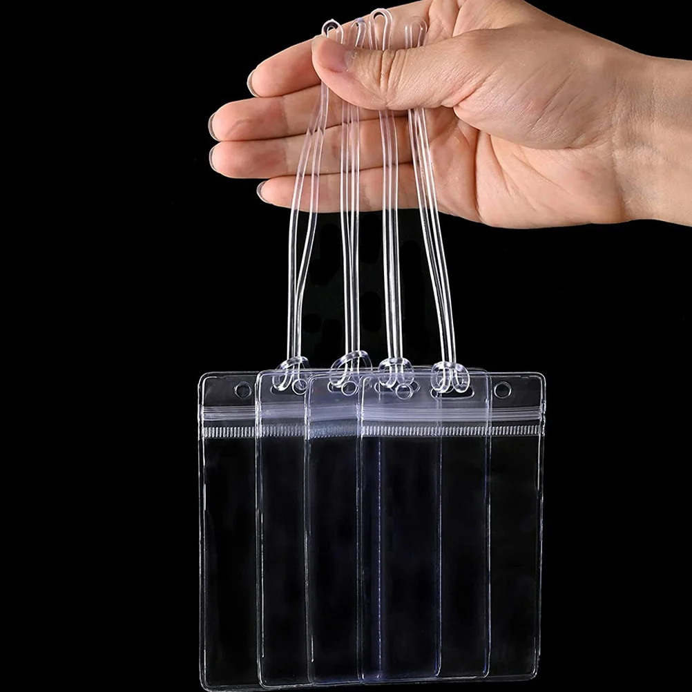 

Clear Badge Sleeve Card Holder Name Badge Sleeve Id Cards Protector Anti-Scratch Practical Versatile Luggage Loops Straps