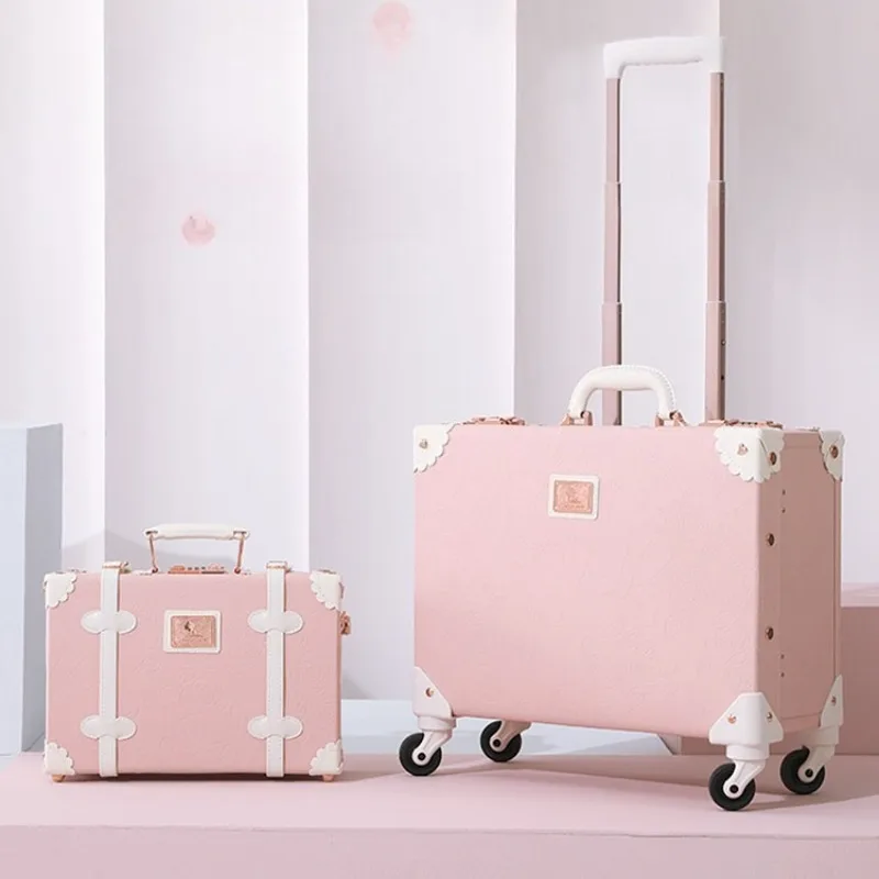 DoLife Store Luggage, Women's 18 Small Lightweight Boarding Case, High Value Luggage, Push Case, Vintage Leather Case