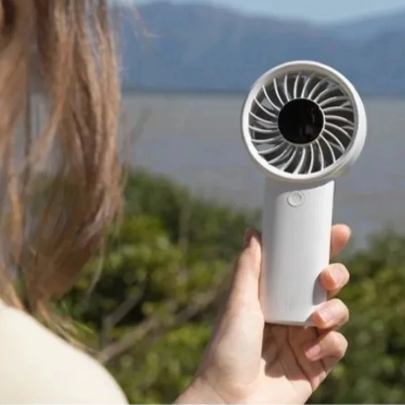 Xiaomi jisulife พัดลมมือถือแบบพกพาขนาดเล็กมินิ USB เทอร์โบชาร์จได้อย่างเงียบพิเศษหน้าจอแสดงผล5สปีด