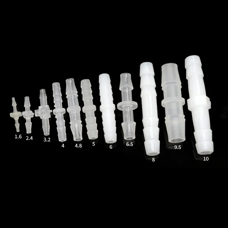 

10/20/50pcs Pagoda Plastic Hose Joint 1.6 2.4 3.2 4 4.8 5.6 6.4 8 9.5 10 mm Straight Type Pipe Hose Connector Accessories