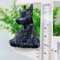 5.7cm Natural Black Obsidian Anubis Hand Carved Crystals Stones Healing Polished Mineral Ornaments Home Decoration 1pcs 3