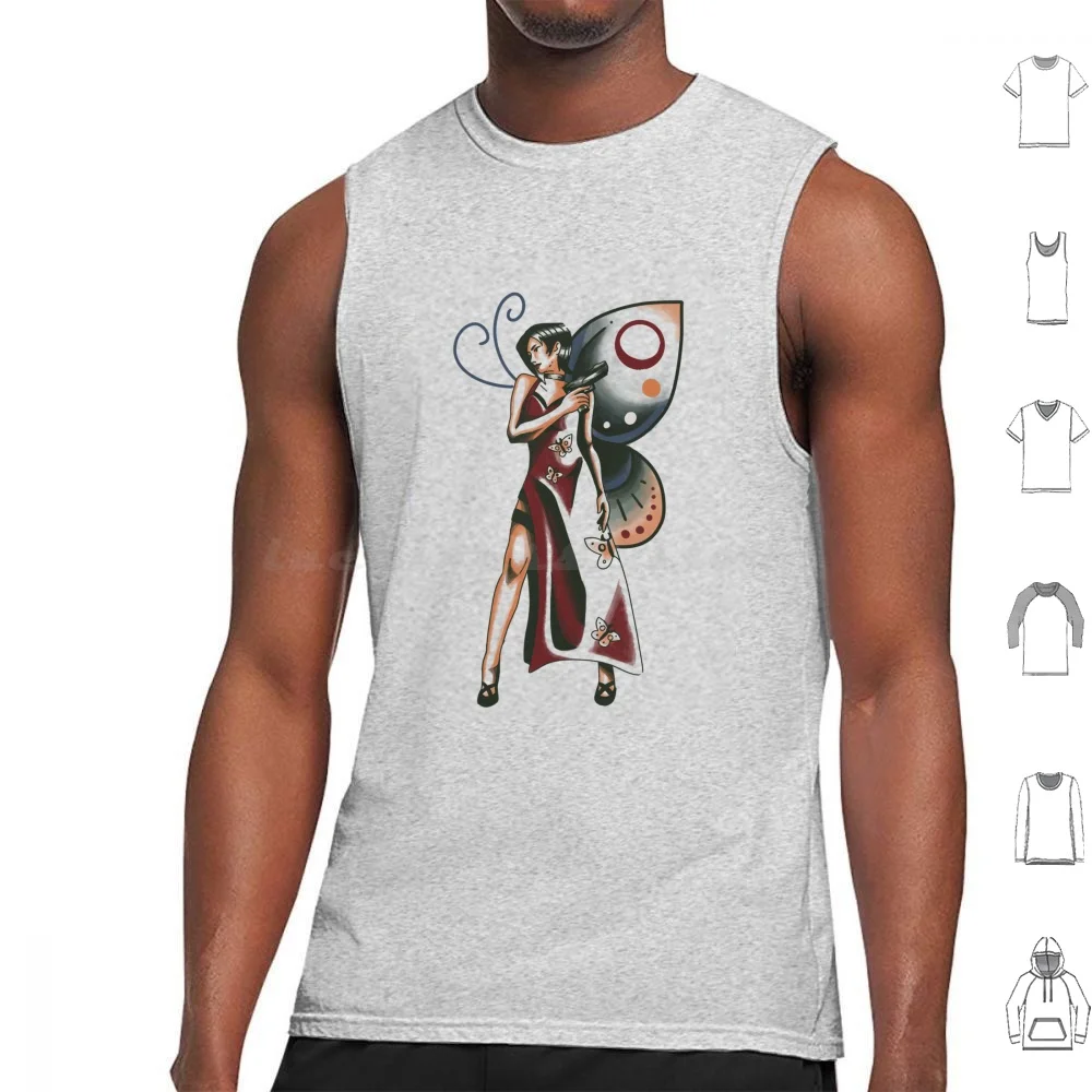 

Ada Wong ~ Neo-Trad Style Tank Tops Vest Sleeveless Ada Wong Re4 Re2 Re 4 2 6 Re6 Leon Kennedy Neotraditional Tattoo Neo