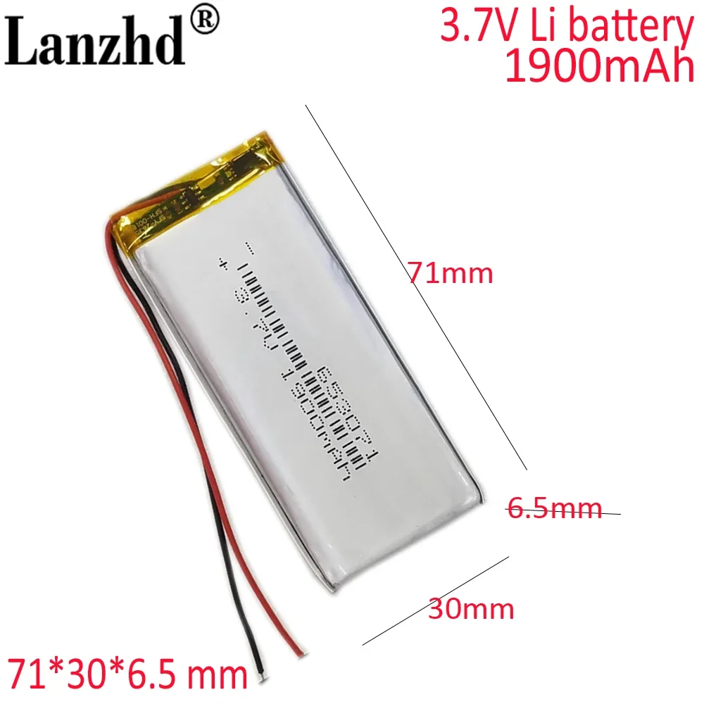 

3.7V Li-polymer 653071 653070 663071 703070 703080 For Navigator speaker 1900mAh PSP Navi GPS MP3 MP4 Speaker TOY Camera battery