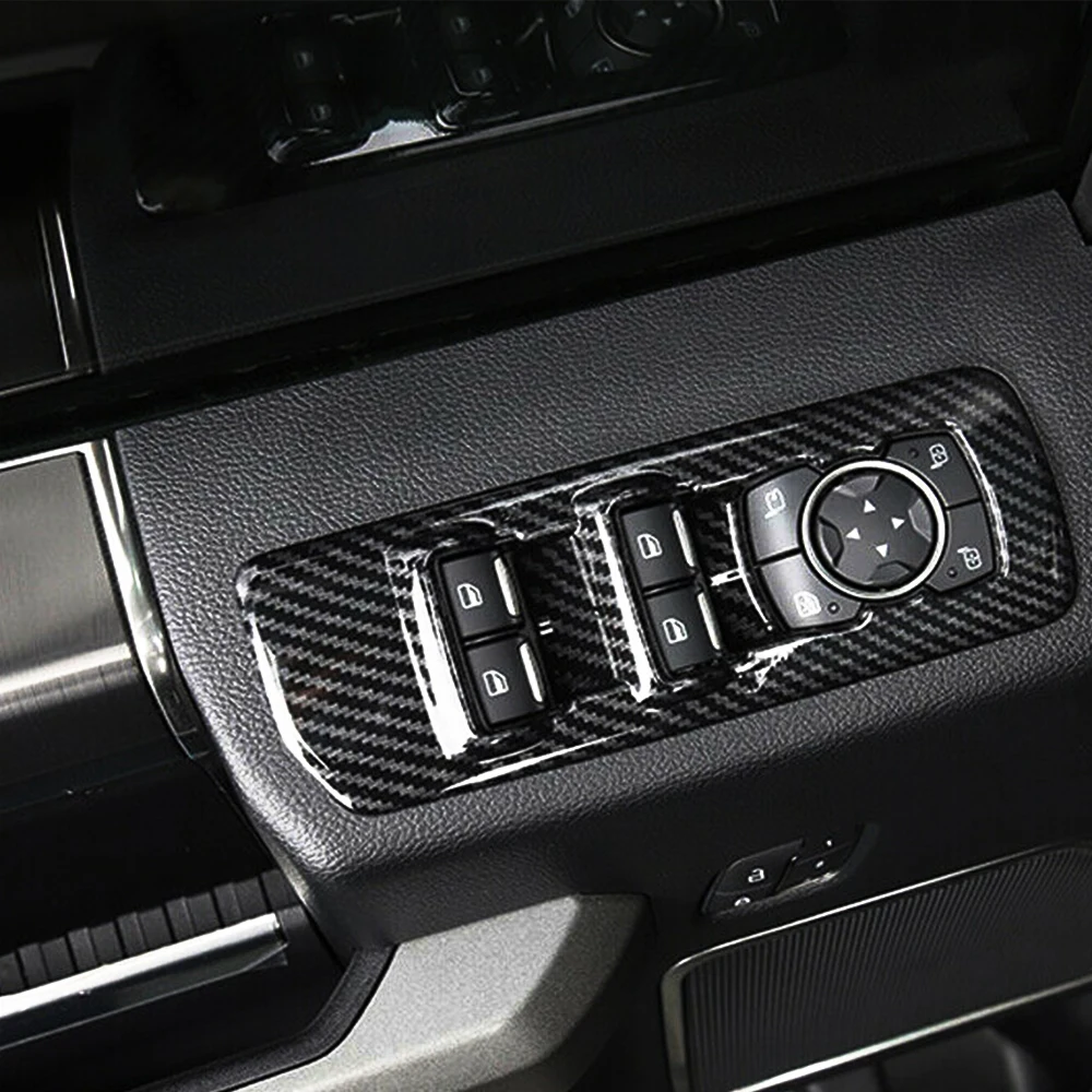 

Inner Door Window Lift Switch Button Covers Car Door Lock Trims 4pcsBlack Auto Decorative Accessories for Ford F150 2015-2019