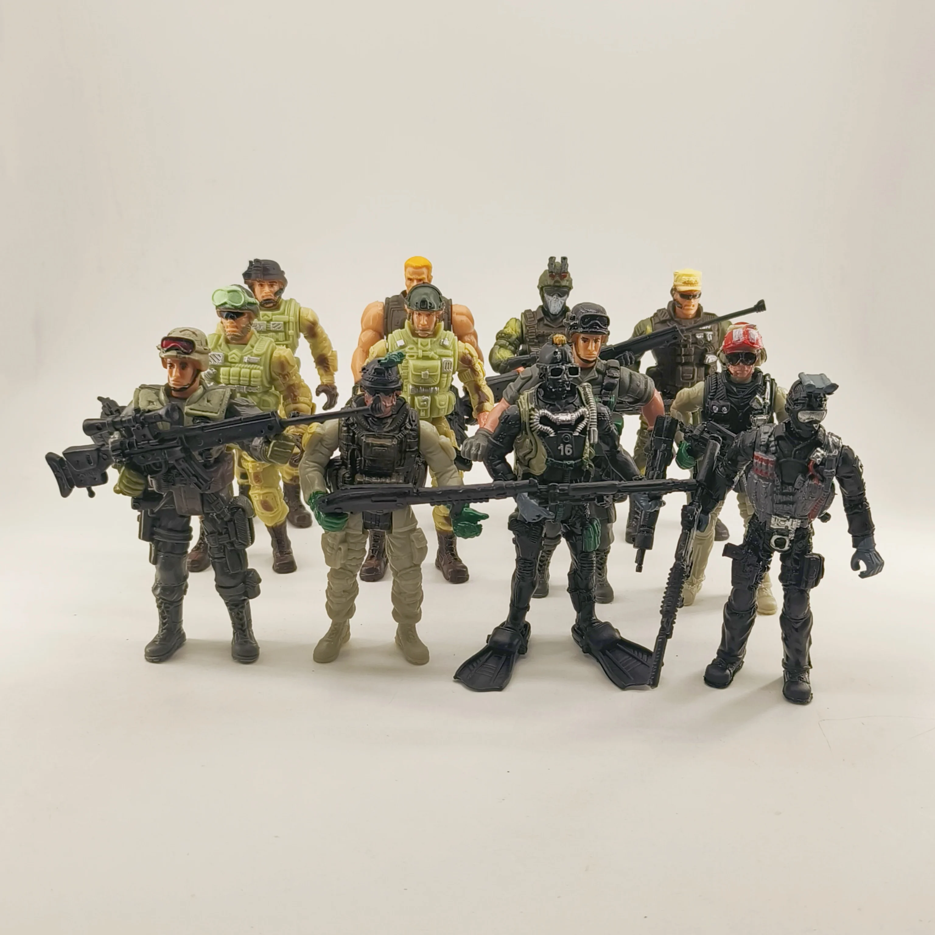 6PCS/Set Force Military Weapons Warrior Elite Action Figure Toys PVC 10cm Terrorist SWAT Team Ornament Children Birthday Gift