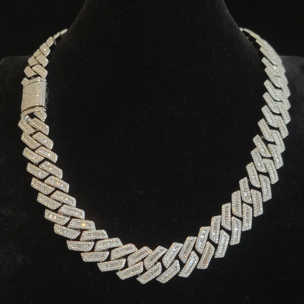Fashion Square Design Cuban Link Chain Charm 18MM Rhombus Necklace Iced Out Cubic Zircon Bracelet For Men Party Gathering Gifts