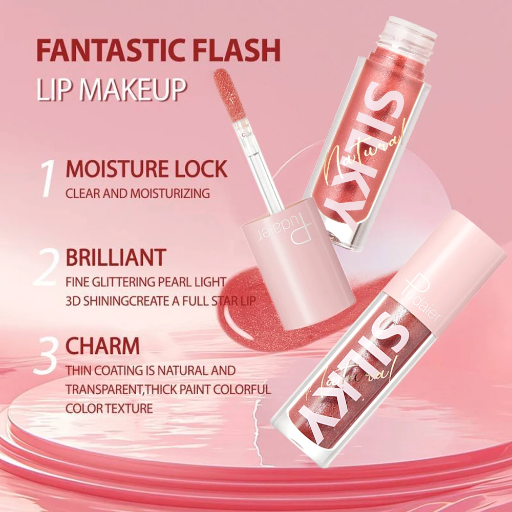 Shimmering lip gloss, long-lasting shine without stickiness, smudge-proof, perfect for winter makeup.