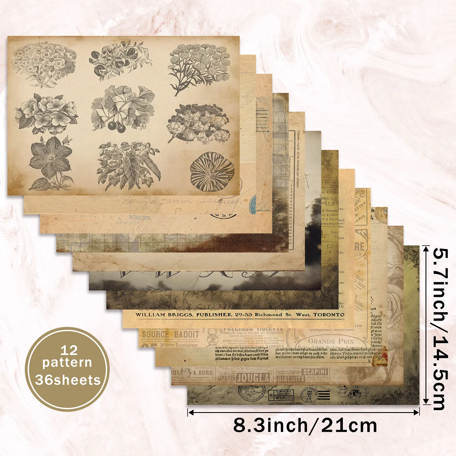 36 ورقة مقاس A5 (صحيفة إنجليزية حنين) لقطة ورق رقيق لمذكرات الرصاصة، ومجلة غير المرغوب فيها، وخلفية بطاقة المعايدة #5