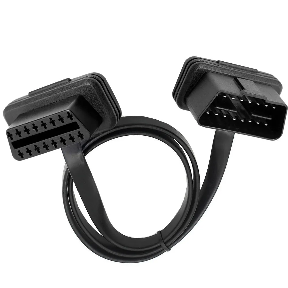 OBD2 Male-to-Female Extension Cable with OBD Elbow Flat Wire Stranded Wire GPS Tracking ELM327 Automotive Diagnostic Cable 8-Pin
