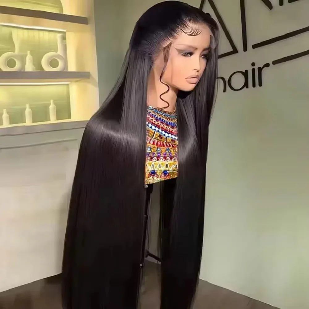 16 42 Inch 13x6 13X4 HD Transparent Straight Lace Frontal Wigs 5x5 Glueless Wear and Go Brazilian Human Hair Wig 250 Density for Women
