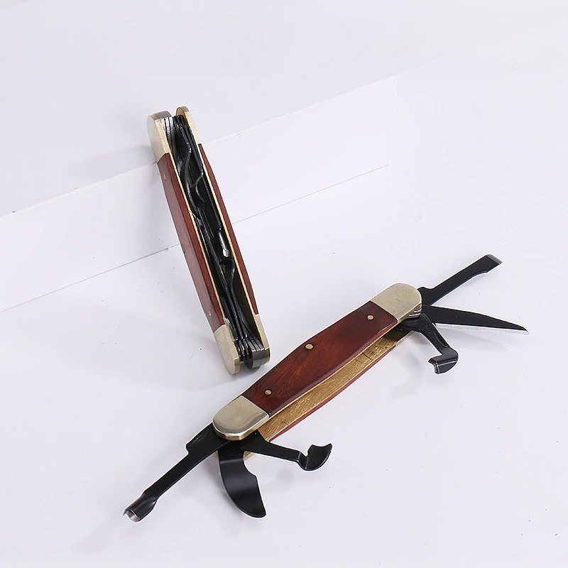 

Hot Sale Wood &Steel Multi-purpose Portable Folding Pocket Cutter 3 in 1 Portable Gift Cutting Tool For Camping/ Home Furnishing