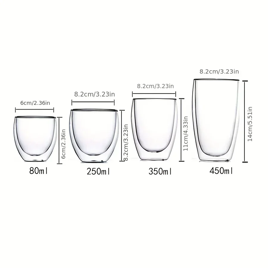 Minimalist Double Wall Glass Cup Heat Insulation Transparent Handmade Tea Drink Cups MINI Whisky glasses Espresso Coffee Mug