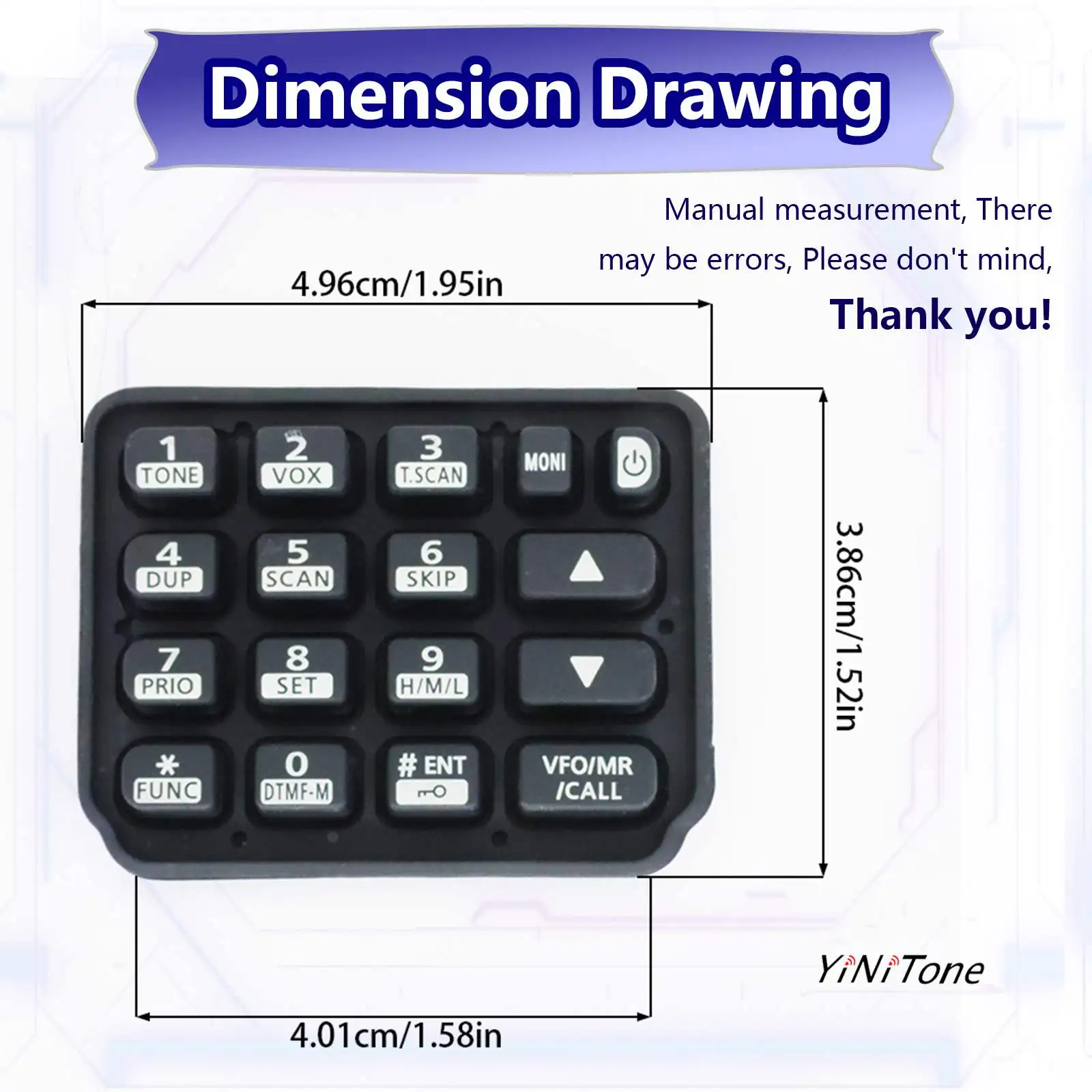 Walkie Talkie Plastic Rubber Digital Keypad for icom IC-V80 Two Way Radio DIY Silicone Replacement Parts Numeric Keyboard