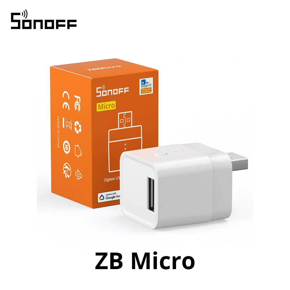 SONOFF ZBMicro Zigbee 3.0 Micro USB Smart Adapter EFR32MG21 Brede zenddekking Stem via Zigbee Hub Werkt met Alexa Google