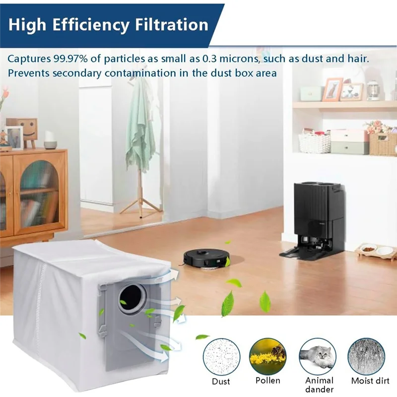 A20M 14 حزمة أكياس الغبار الأبيض والرمادي غير المنسوجة النسيج ل Roborock Q Revo جهاز آلي لتنظيف الأتربة سعة كبيرة حقيبة المتاح