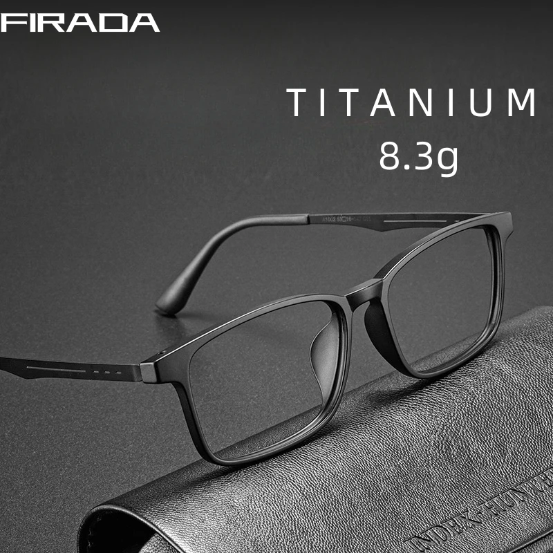 FIRADA-gafas graduadas ópticas cuadradas para hombre, anteojos cómodos, Retro, ultraligeros, de titanio, a la moda, A1002