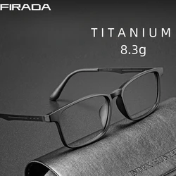 FIRADA Fashion Comfortable Eyeglasses Retro Ultra Light Titanium Eyewear Square Optical Prescription Glasses Frame for Men A1002