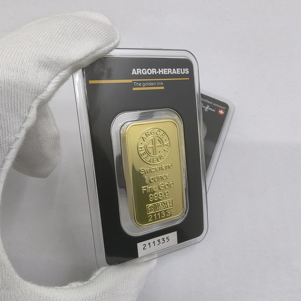 New 1 oz Gold Plated Bar Gold Bullion Bar With Independent Serial Number 2.5g/5g/10g Brass Gold Block Coins Collection Art Gifts