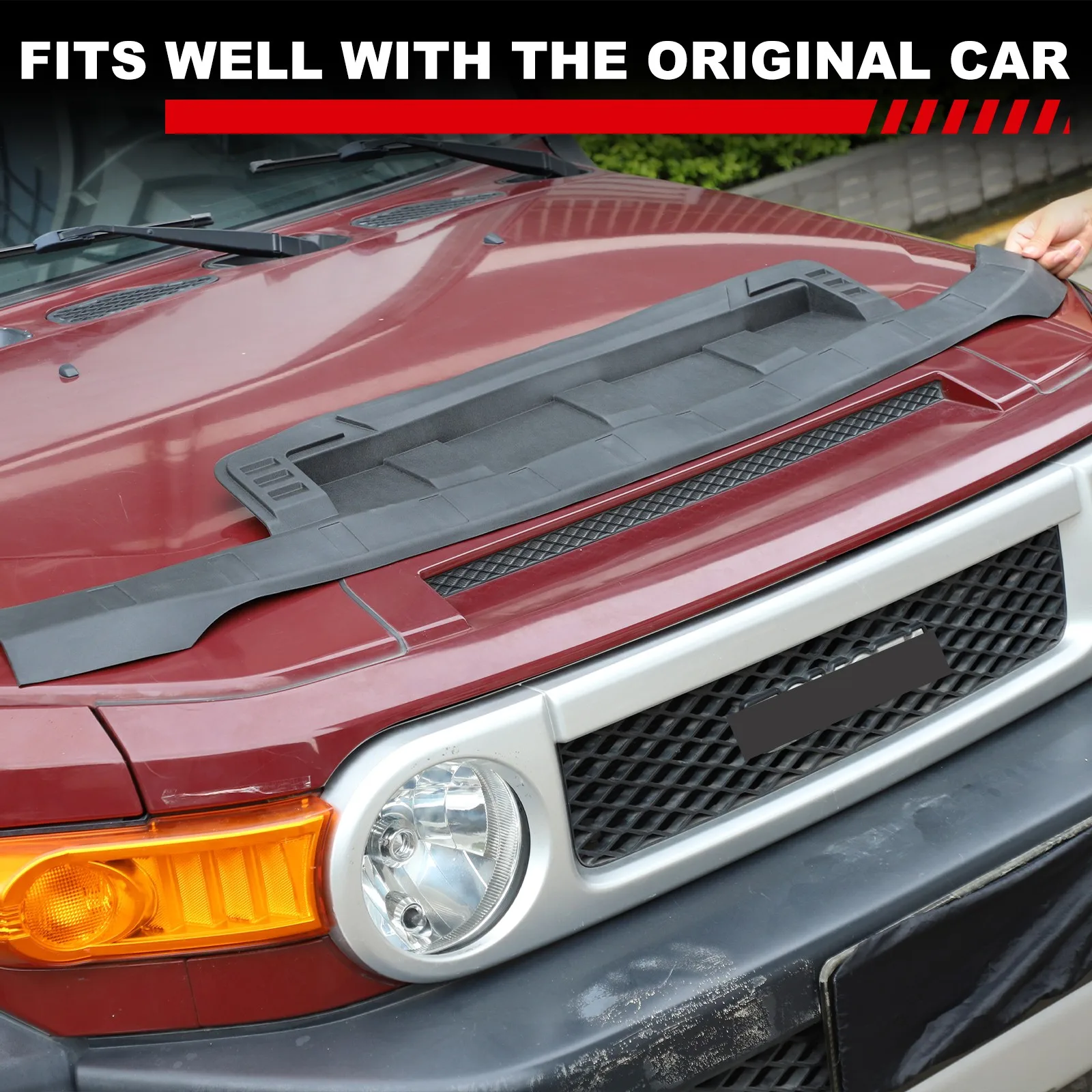 1PCS TPE Car Hood Front Sand Stone Protection Trim Kit For Toyota FJ Cruiser 2007-2021 Gravel Baffle Shield Cover Accessories