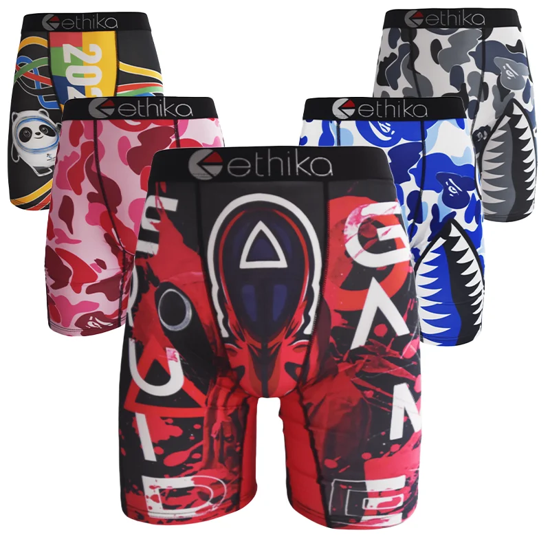 ETHIKA-Boxer d'été sexy pour hommes, sous-vêtements, culotte Cueca, lingerie, caleçons, boxer Goals,
