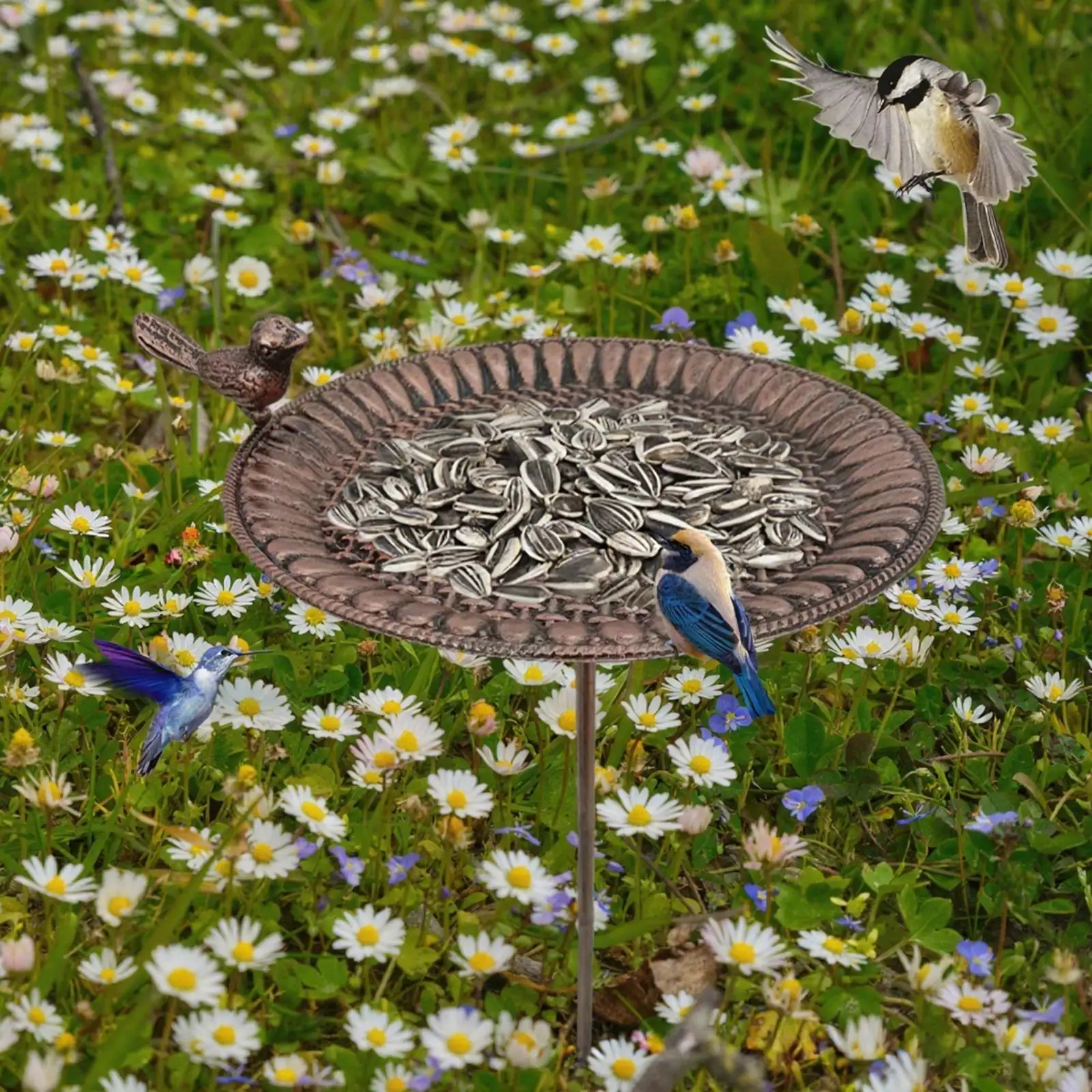 Birdfeeder Garden Bird Bath Easy to Assemble Modern Stand Bird Lovers Present Garden Supplies for Flowerbed Outside Courtyard
