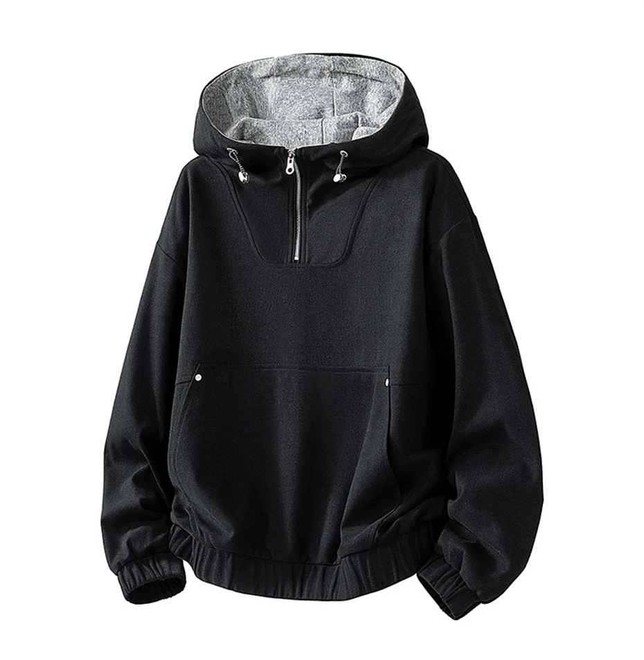 Half Zipper Hoodie Men Solid Color Sweatshirts Plus Size 8XL Hoodies Male Fashion Casual Spring Autumn Hoodie Big Size 8XL