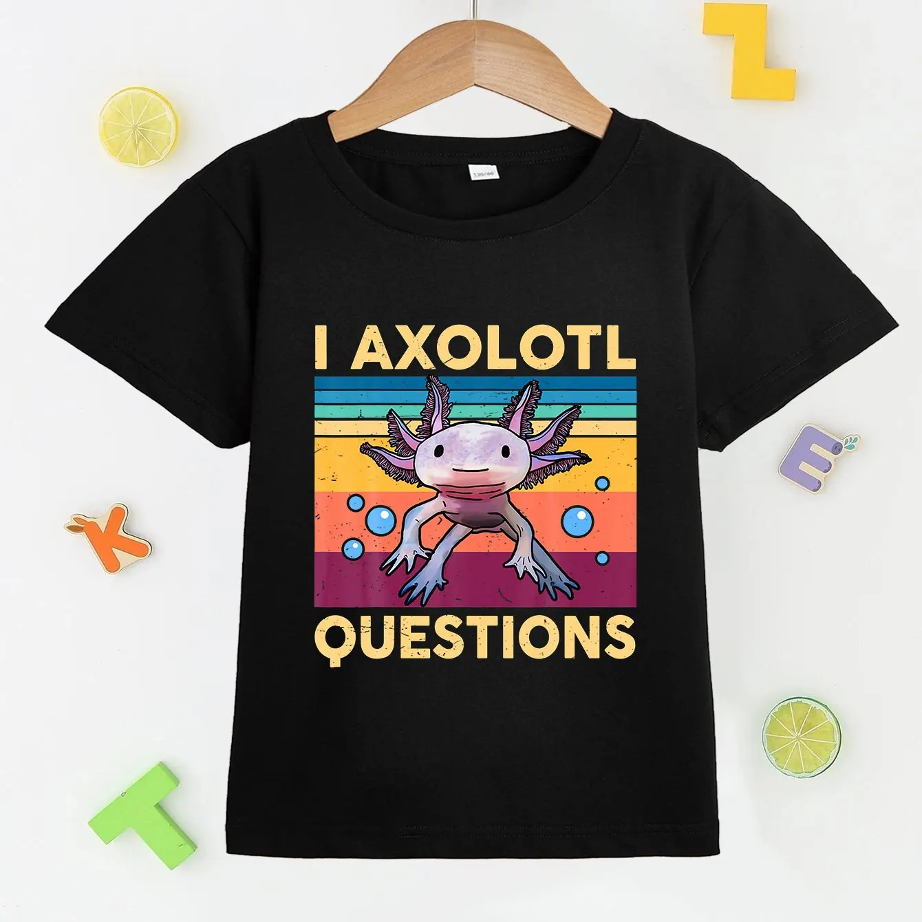 Cute Axolotl Print T Shirt, Tees For Kids Boys, Casual Short Sleeve T-shirt For Summer Spring Fall, Tops As Gifts