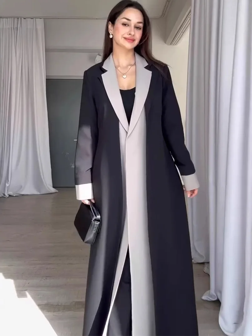 جديد المرأة طويلة طول اللون بلو دعوى طوق الخريف الشتاء معطف تخفيف ودية Ele ملابس خارجية طويلة Sve طوق #2