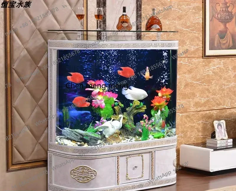 

D182European light luxury simple modern curved fish tank aquarium fish tank living room home, ecological water-free