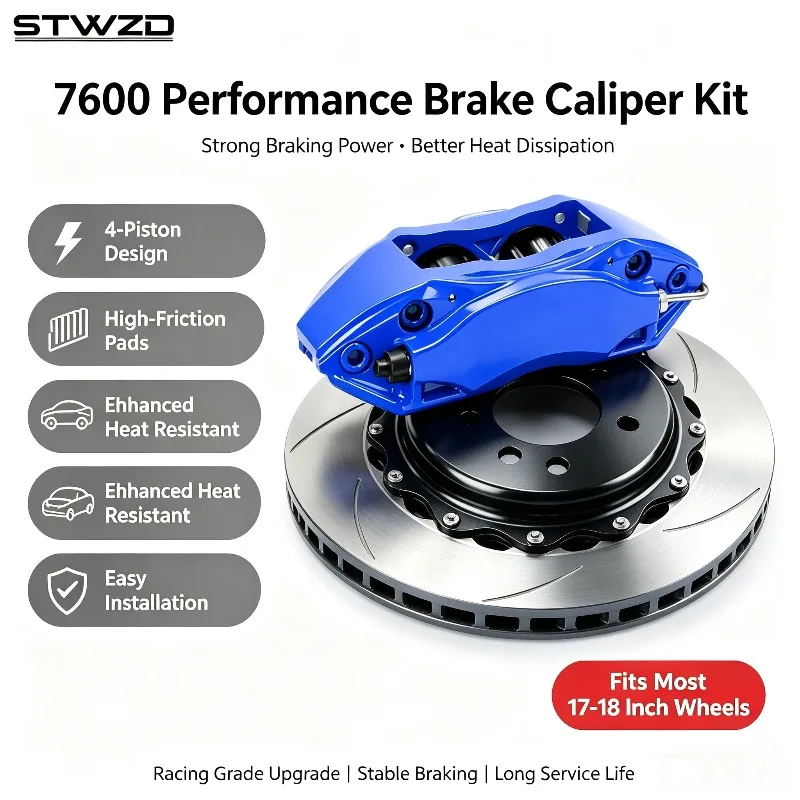 26 StyleRacing 7600 Brake Caliper Assembly 4 Pot Two-Piece Cast Aluminum Caliper For Mazda 2, 3, Star Cheng, Axela