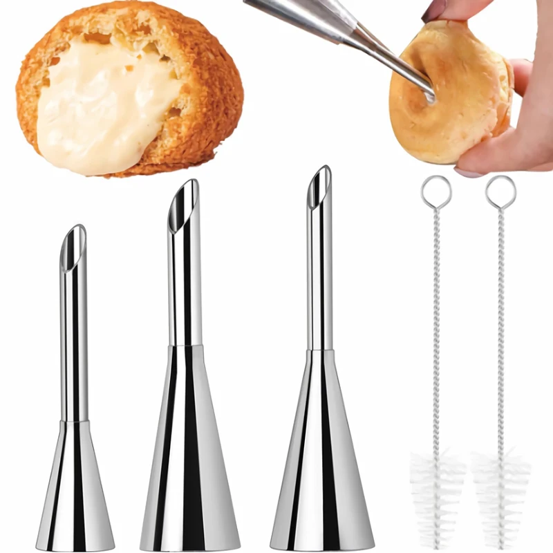 

3 шт., насадки для крема, шприц для кондитерских изделий с кистью, насадки для глазури из нержавеющей стали, слойки для кексов, инъекционная пуховка, инструменты для выпечки