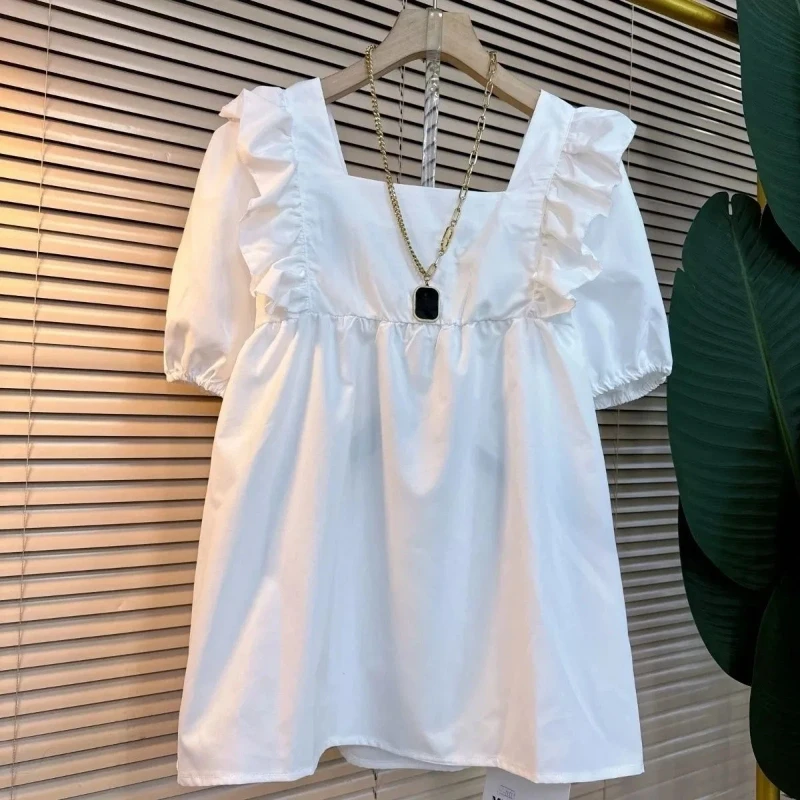 Bow Patchwork Ruffles Loose Solid Elegant Blouse Women Clothing New Trend Short… - Image 5