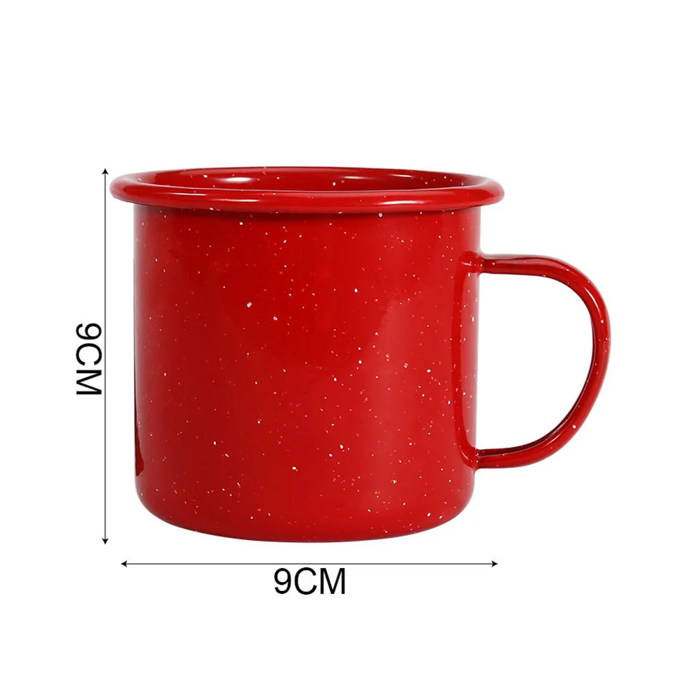 

Red Ceramic Cup Enamel Coated Microwave Safe Mug for Coffee Tea Hot Chocolate with Curved Edge Design Curled Enamel Cup