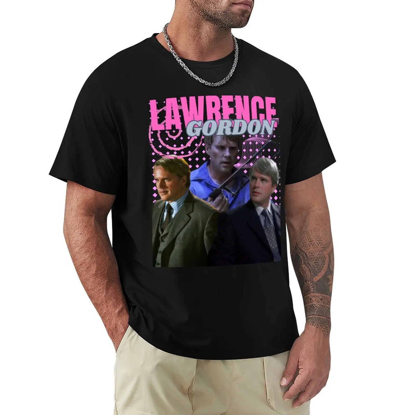 LAWRENCE GORDON PINK DESIGN T-Shirt Plus Size Solid Color T-Shirt
