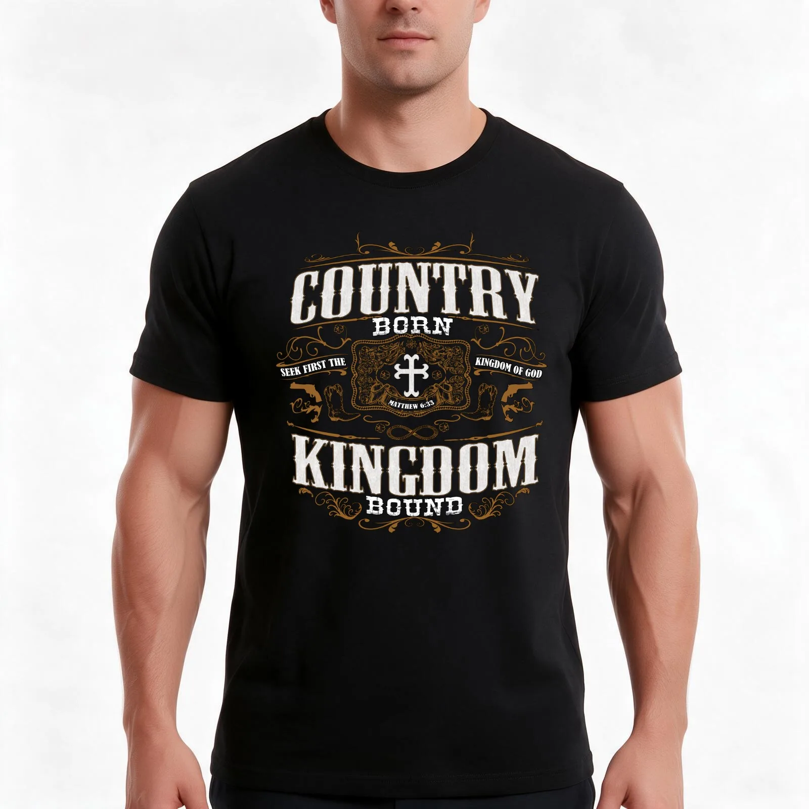 Country Born Kingdom Bound T-Shirt, Summer Casual Cotton Tee, Oversized Streetwear Tops, Vintage Graphic Print, Unisex Men Women
