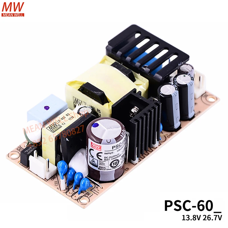 Original MEAN WELL 60W Single Output with Battery Charger(UPS Function) PSC-60A PSC-60B Security Power Supply