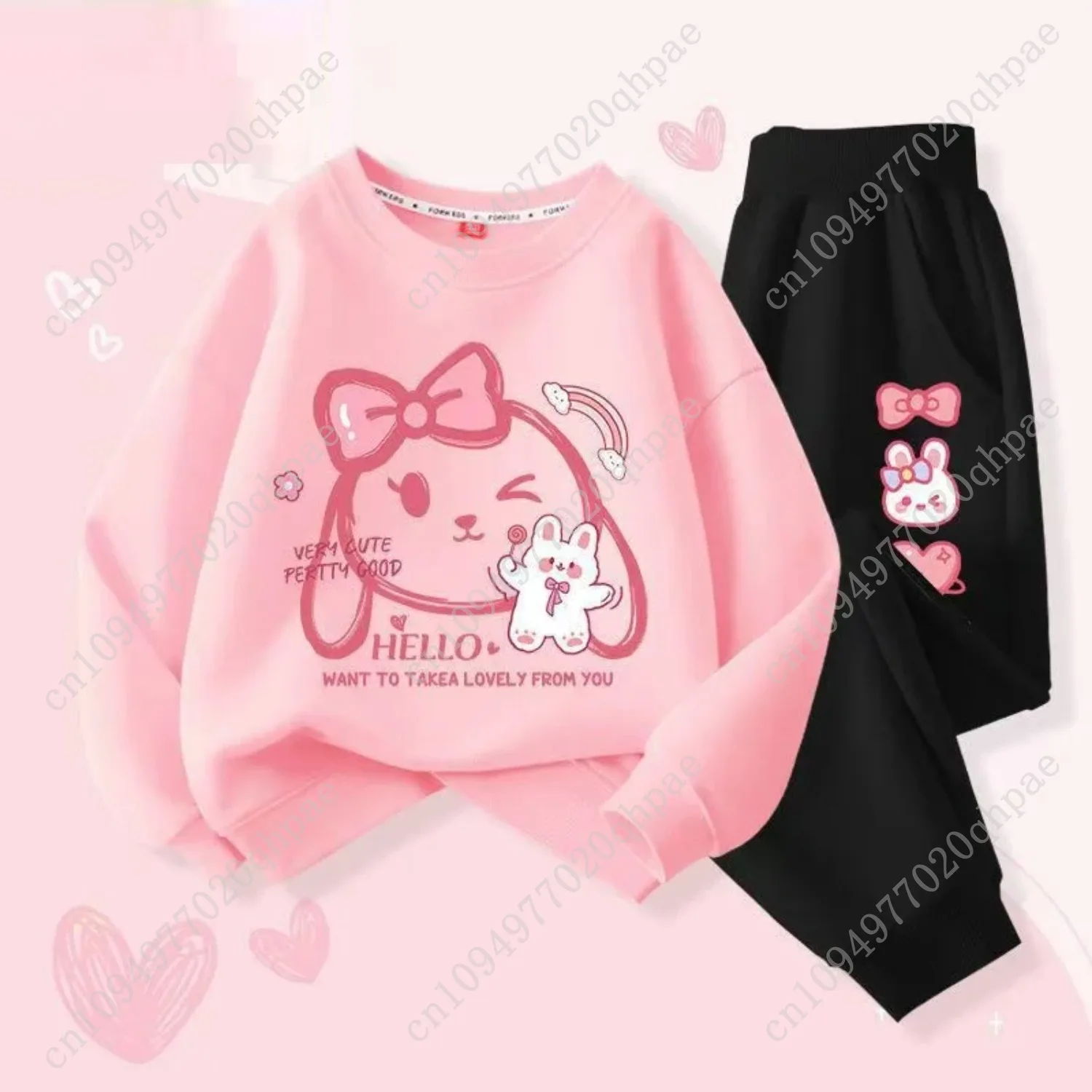 Herbst Baby Mädchen Kleidung Set Kind Herz Gedruckt Sweatshirts Pullover Top Und Hosen 2 Stück Anzug Kinder Süße Trainingsanzüge