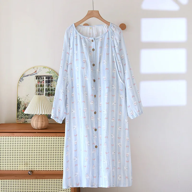 Pure Cotton Nightgown For Breastfeeding Pregnancy Dresses Spring New Feeding Nightie Nursing Gown Maternity Clothes