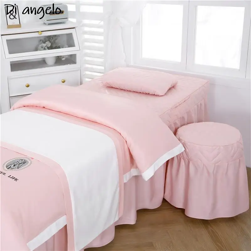 Beauty Salon Bedding Set, Bed Linens, Sheet, Bedspread,Fumigation, Massage, Spa, Pillow Duvet Cover, Custom Size Logo, 4-7Pcs