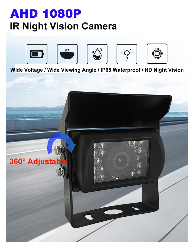 AHD 1080P SONY CCD Truck Car Backup Rear View Camera with 4 Pin Aviation Connector and 18 IR LED for Vehicle Bus RV Caravan Van